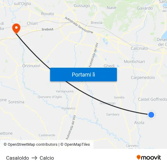 Casaloldo to Calcio map