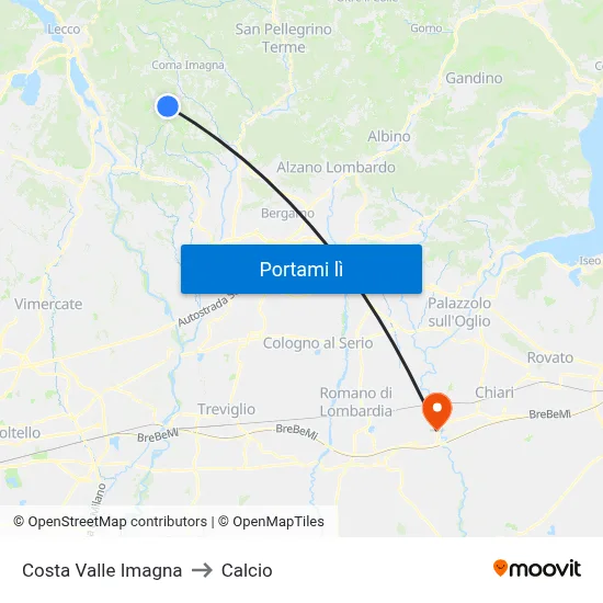 Costa Valle Imagna to Calcio map