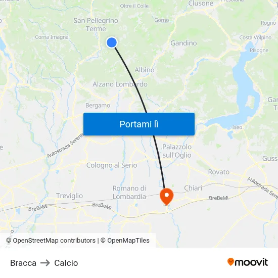 Bracca to Calcio map