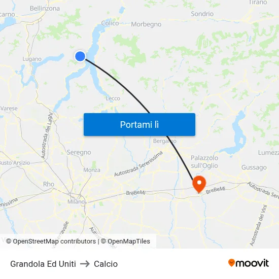 Grandola Ed Uniti to Calcio map