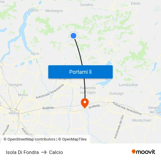 Isola Di Fondra to Calcio map