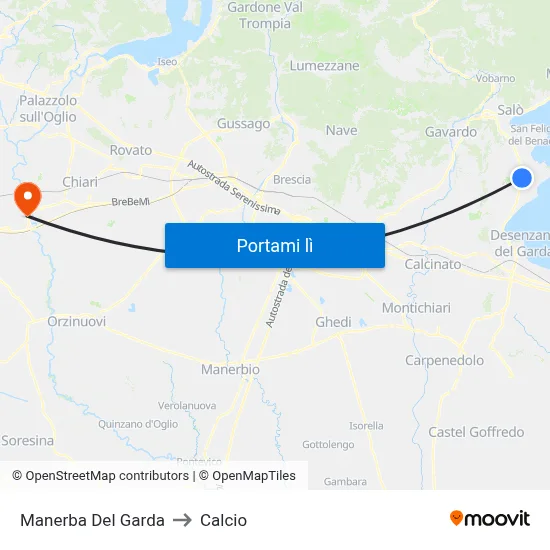 Manerba Del Garda to Calcio map