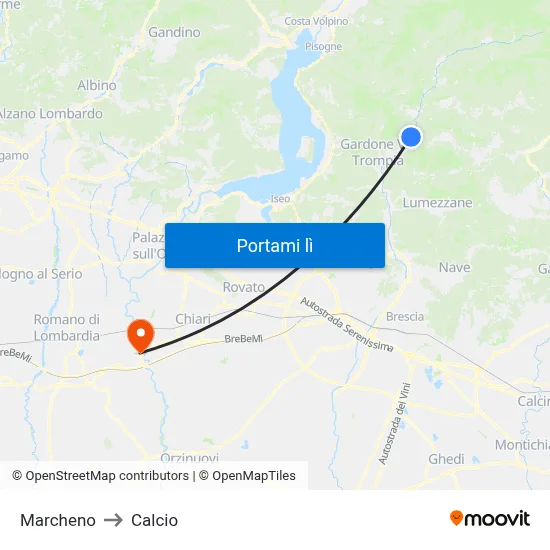 Marcheno to Calcio map