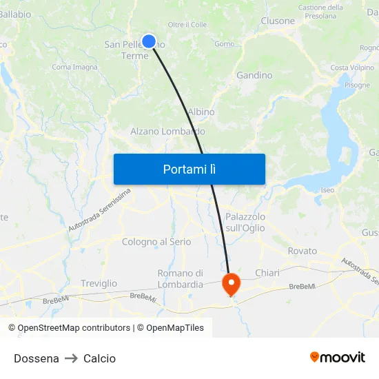 Dossena to Calcio map