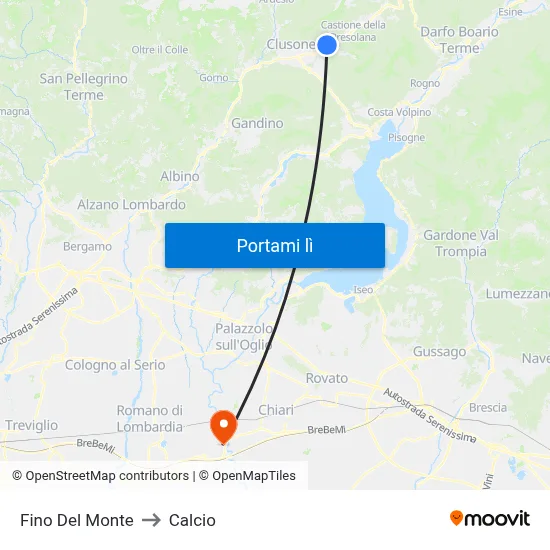 Fino Del Monte to Calcio map