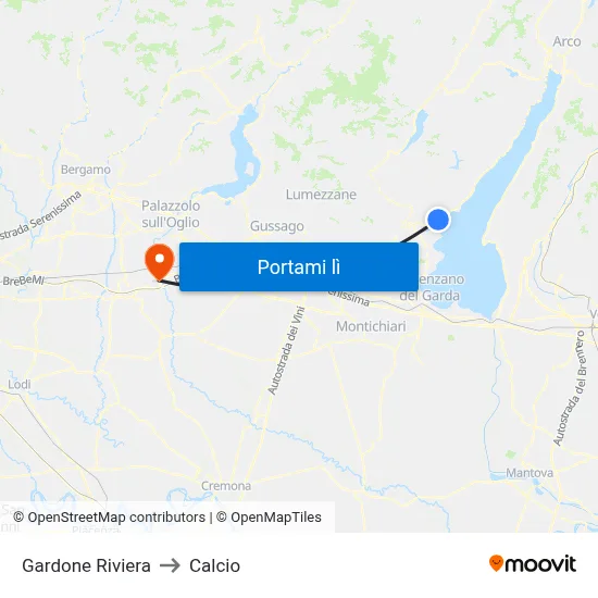 Gardone Riviera to Calcio map
