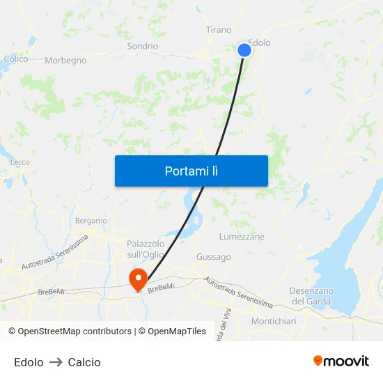 Edolo to Calcio map