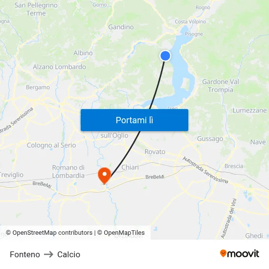 Fonteno to Calcio map