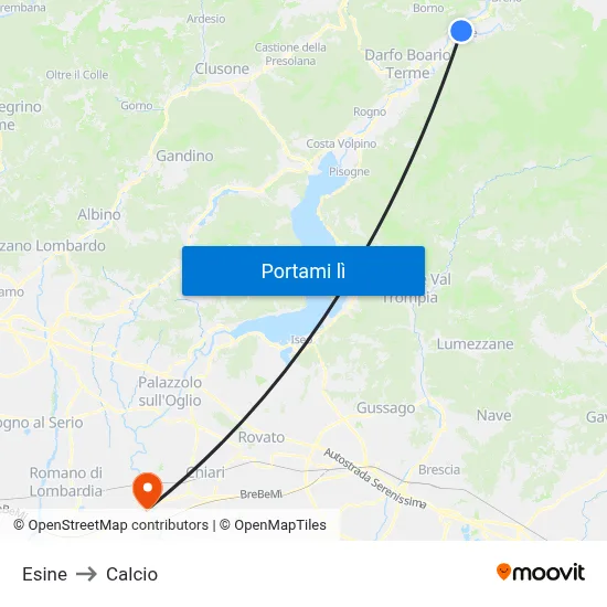 Esine to Calcio map