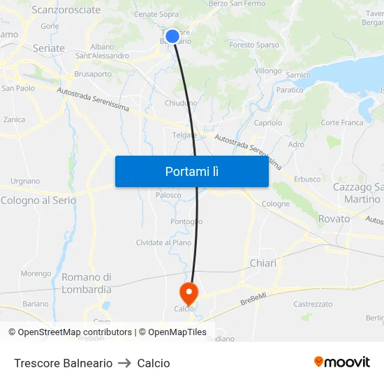 Trescore Balneario to Calcio map
