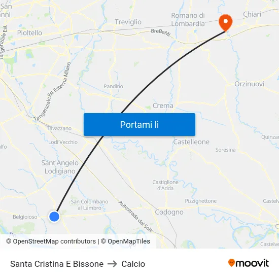 Santa Cristina E Bissone to Calcio map