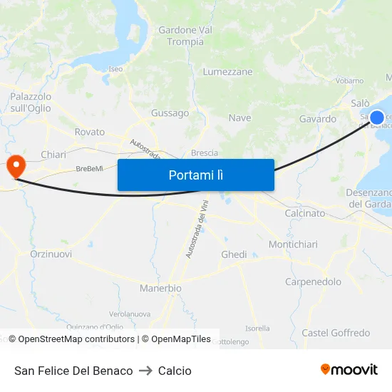 San Felice Del Benaco to Calcio map