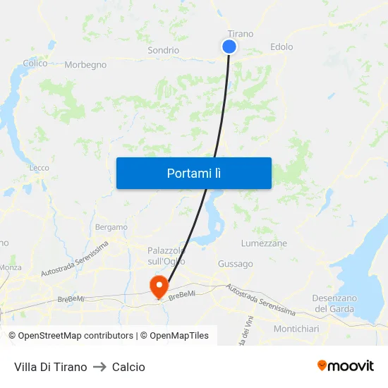 Villa Di Tirano to Calcio map
