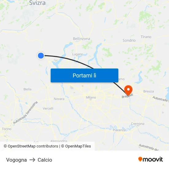 Vogogna to Calcio map