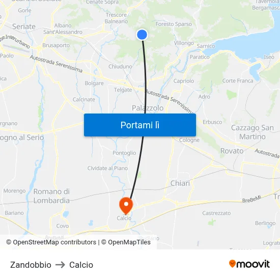 Zandobbio to Calcio map