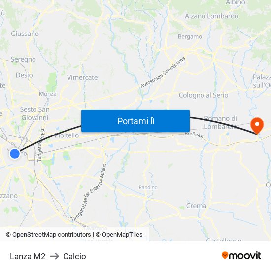 Lanza M2 to Calcio map