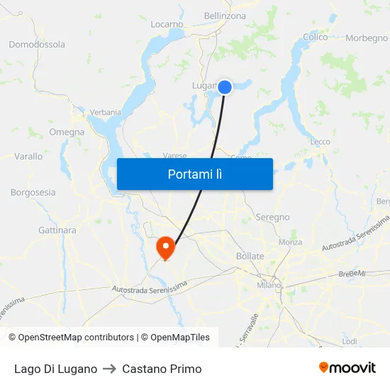 Lago Di Lugano to Castano Primo map