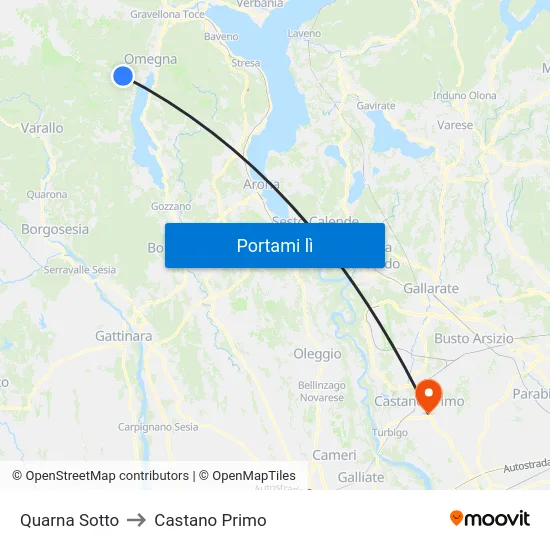 Quarna Sotto to Castano Primo map