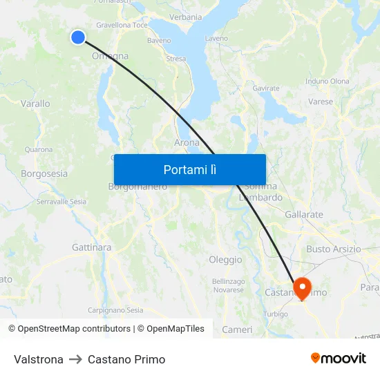 Valstrona to Castano Primo map