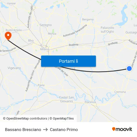 Bassano Bresciano to Castano Primo map