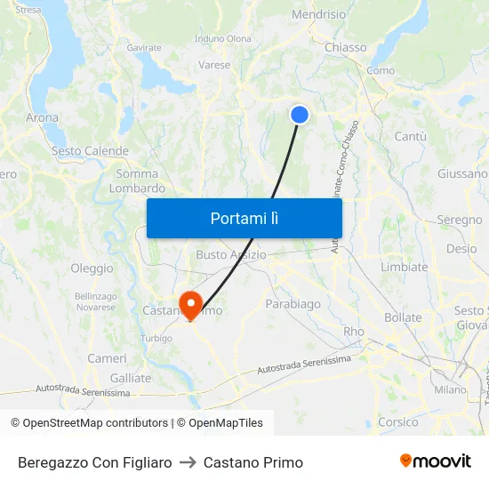 Beregazzo Con Figliaro to Castano Primo map