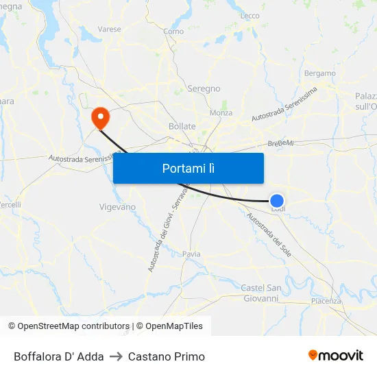 Boffalora D' Adda to Castano Primo map