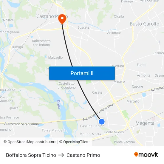 Boffalora Sopra Ticino to Castano Primo map