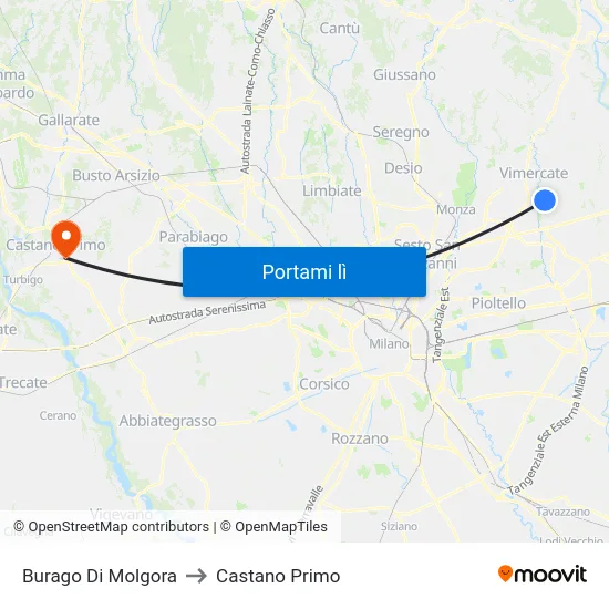 Burago Di Molgora to Castano Primo map