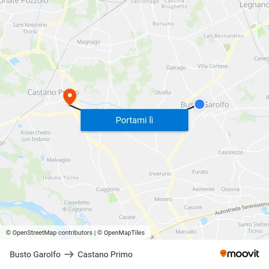 Busto Garolfo to Castano Primo map