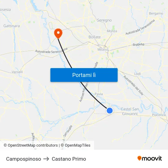 Campospinoso to Castano Primo map