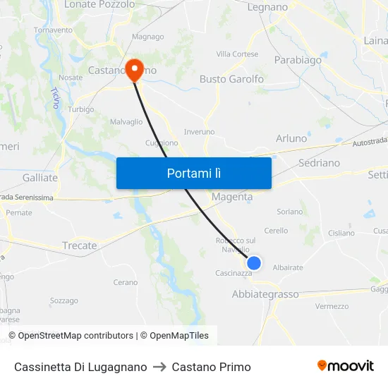 Cassinetta Di Lugagnano to Castano Primo map
