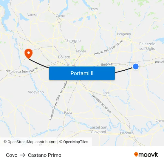 Covo to Castano Primo map