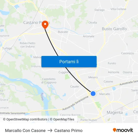 Marcallo Con Casone to Castano Primo map