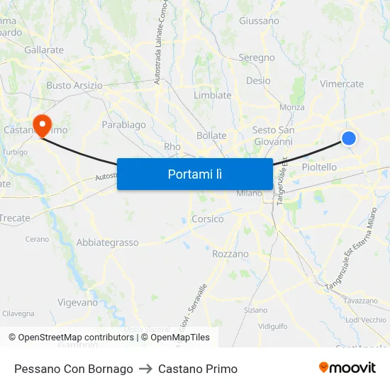 Pessano Con Bornago to Castano Primo map