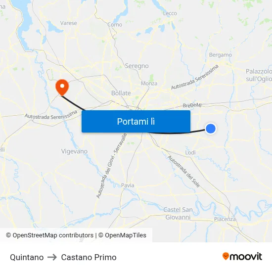 Quintano to Castano Primo map