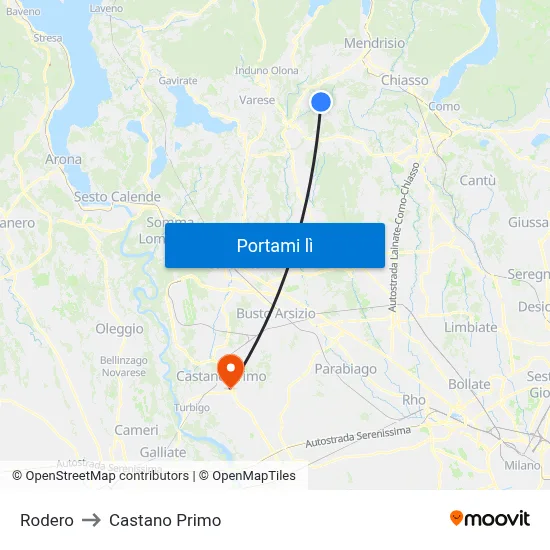 Rodero to Castano Primo map