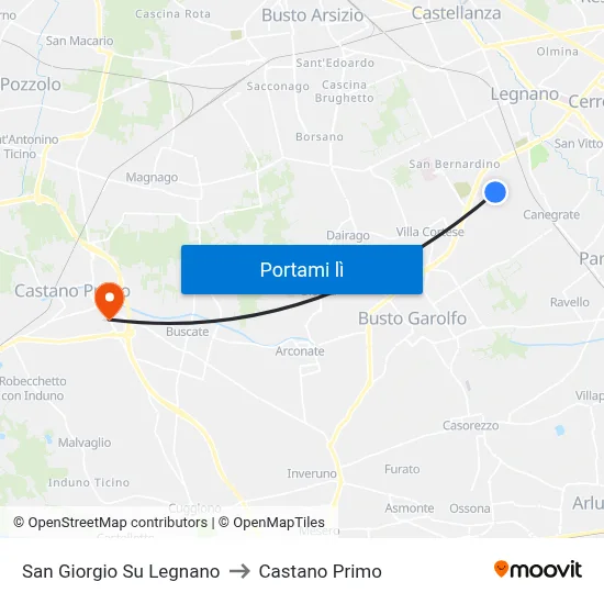 San Giorgio Su Legnano to Castano Primo map