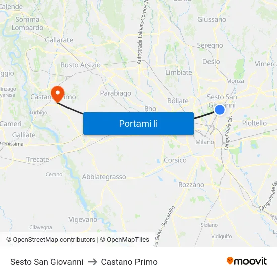 Sesto San Giovanni to Castano Primo map