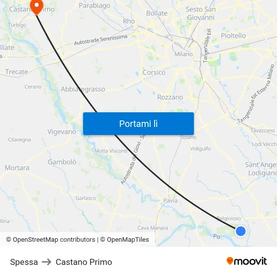 Spessa to Castano Primo map