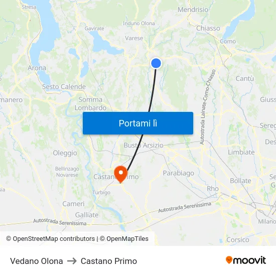 Vedano Olona to Castano Primo map
