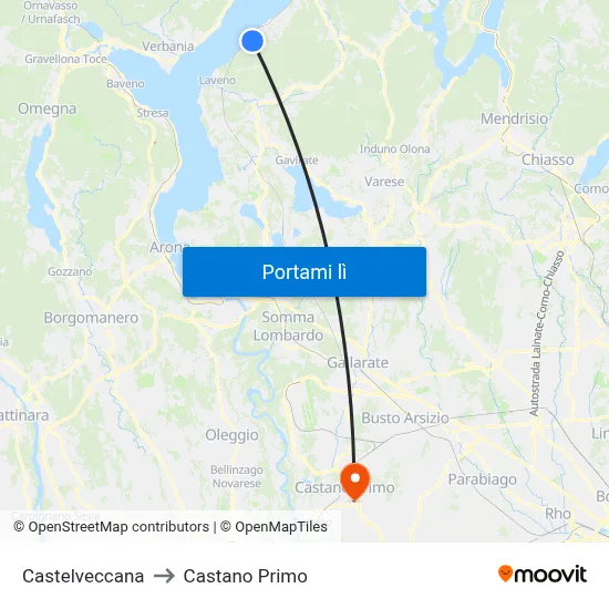 Castelveccana to Castano Primo map