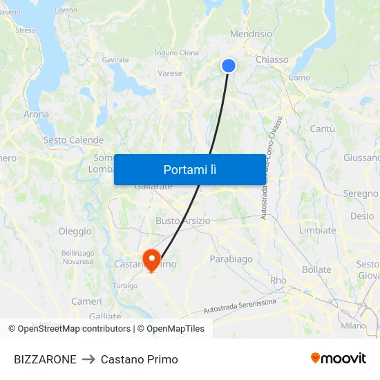 BIZZARONE to Castano Primo map