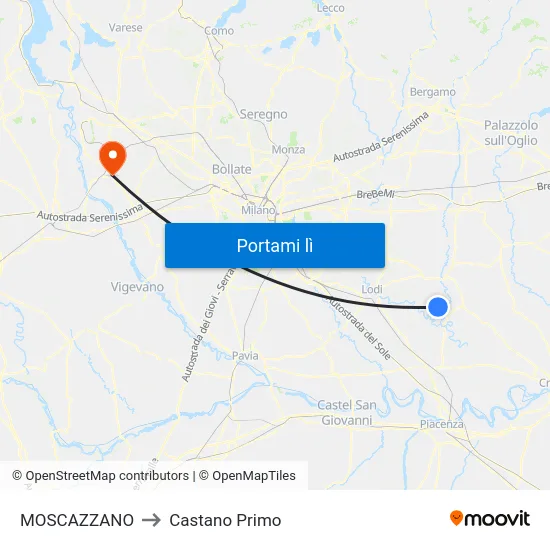 MOSCAZZANO to Castano Primo map