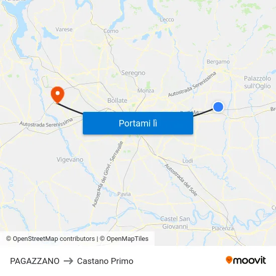 PAGAZZANO to Castano Primo map