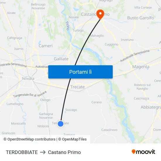 TERDOBBIATE to Castano Primo map