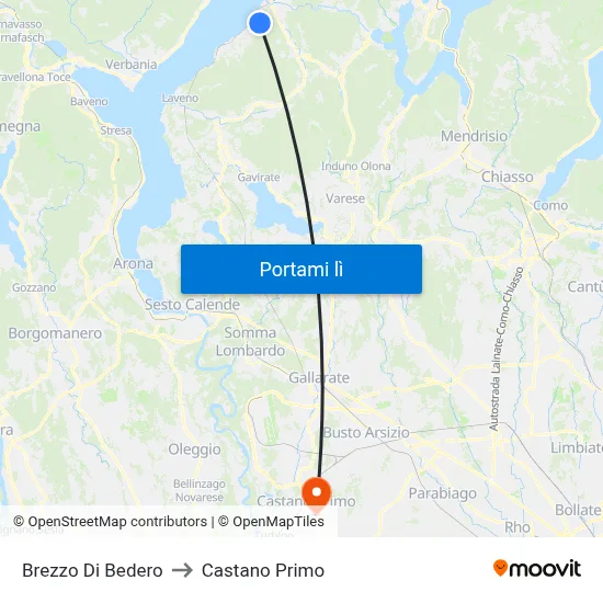 Brezzo Di Bedero to Castano Primo map