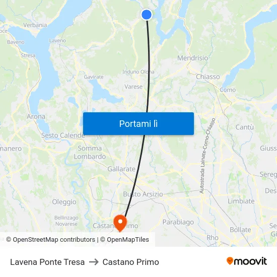 Lavena Ponte Tresa to Castano Primo map