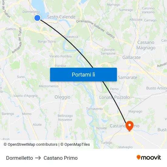 Dormelletto to Castano Primo map