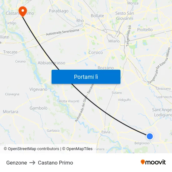 Genzone to Castano Primo map
