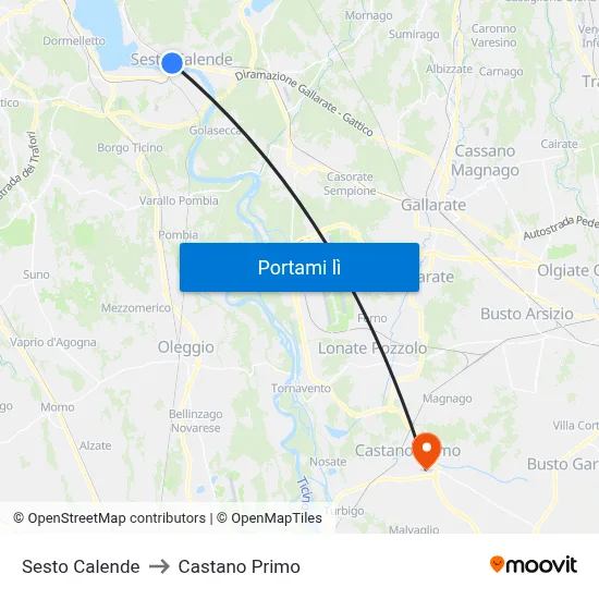 Sesto Calende to Castano Primo map